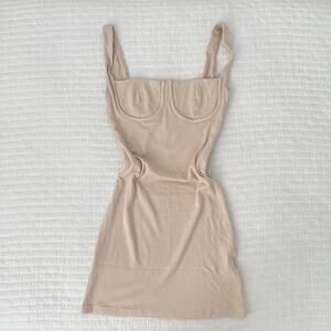 New Princess Polly Kloye Bustier Ribbed Ribbed Body-con Mini Dress Beige Size 2